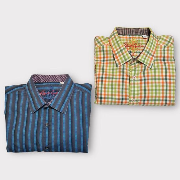 Robert Graham Button Shirt Long Sleeve Flip Cuff Mens Size 3XL Lot Of 2 Classic - Picture 1 of 12